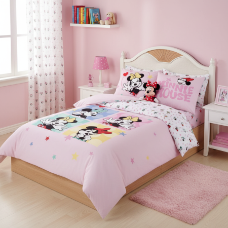 Lenjerii de pat pentru copii - Set lenjerie de pat 2 piese Disney Minnie Love & Laughter, 140x200 cm