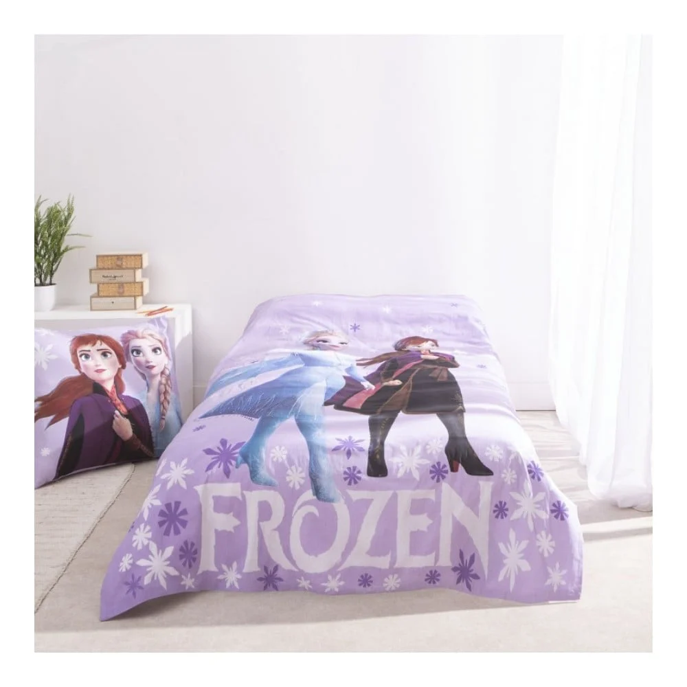 Lenjerii de pat pentru copii - Set lenjerie de pat 2 piese, Frozen Happy, 140x200 cm + 65x65 cm