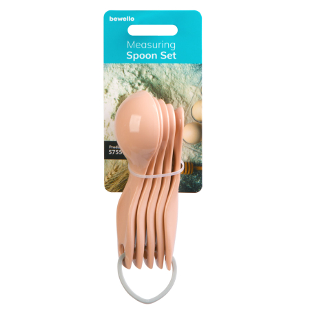 Articole pentru casă - Set linguri de masură - plastic - culoare piersică - în diferite mărimi - 5 buc/pachet