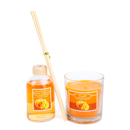 Set lumânare parfumată și odorizant cu bețe - dovleac - 120 g + 100 ml [1]