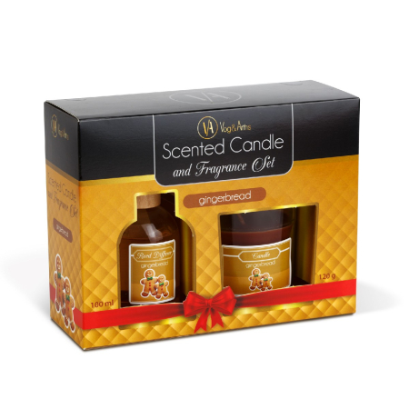 Set lumânare parfumată și odorizant cu bețe - turtă dulce - 120 g + 100 ml [2]