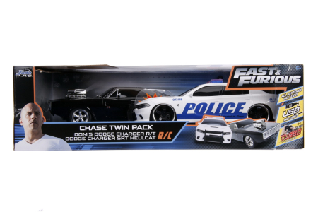 Mașinuțe, Motociclete, Elicoptere, Avioane - SET MASINUTE FAST AND FURIOUS RC TOYOTA SUPRA&DODGE CHARGER SRT SCARA 1:16