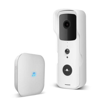 Smart HOME - Set sonerie video Smart Wi-Fi - alimentat cu baterie - MicroSD, FHD, PIR - alb