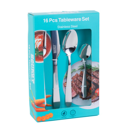 Articole pentru casă - Set tacâmuri 16 piese - 4 x furculițe, cuțite, linguri, lingurițe - Baker's Secret