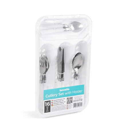 Set tacâmuri cu suport - alb - 16 bucăți - 32,7 x 19,5 x 4,7 cm [2]