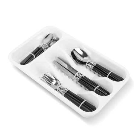 Set tacâmuri cu suport - negru - 16 bucăți - 32,7 x 19,5 x 4,7 cm [1]
