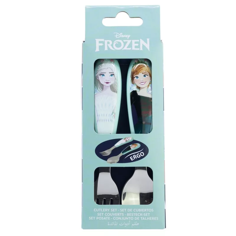 Universul personajelor preferate - Set tacâmuri metalice Disney Regatul de gheață, 2 piese, model ergonomic
