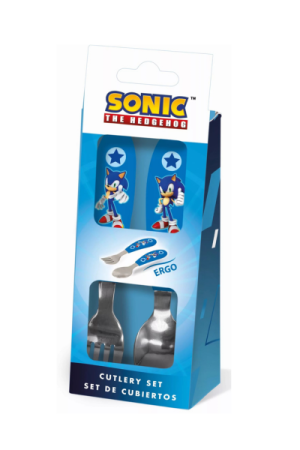 Set tacâmuri metalice Sonic Ariciul, 2 piese, model ergonomic