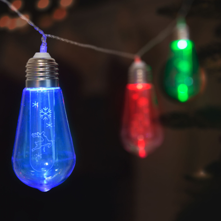 Articole pentru casă - Șir de lumină cu LED - Bec - 10 LED-uri - 1,9 metri - culoare - 2 x AA