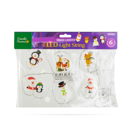 Șir de lumina cu LED de Crăciun - autocolant gel pentru geam - 6 LED-uri - 2 x AA [2]