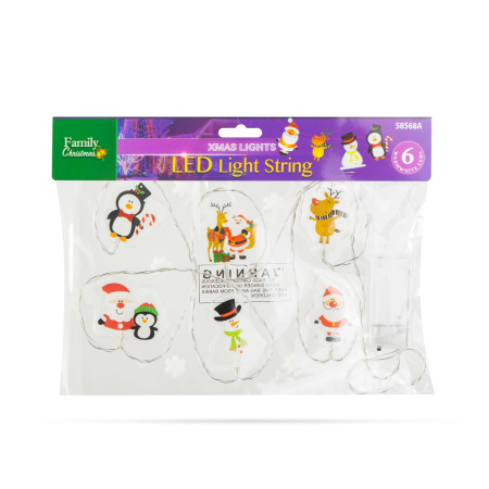 Șir de lumina cu LED de Crăciun - autocolant gel pentru geam - 6 LED-uri - 2 x AA [2]