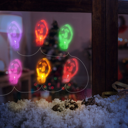 Articole pentru casă - Șir de lumina cu LED de Crăciun - autocolant gel pentru geam - 6 LED-uri - 2 x AA