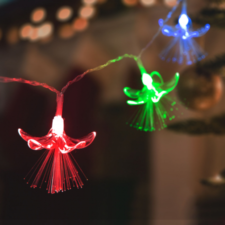 Articole pentru casă - Șir de lumină cu LED - floral - 20 de LED-uri - 2,85 metri - culoare - 2 x AA