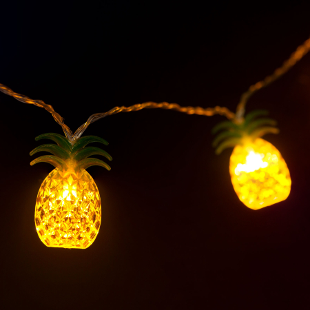 Articole pentru casă - Sir de lumini LED - ananas - 1,65 m - 10 LED-uri - alb cald - 2 x AA