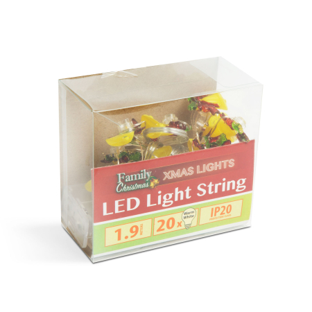 Șir de lumini LED - formă de clopoței - 2,2 metri - 10 LEDuri - alb cald - 2 x AA [1]