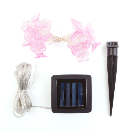 Șir lumină solară - floare - 2,4 m - 25 LED-uri alb cald [1]