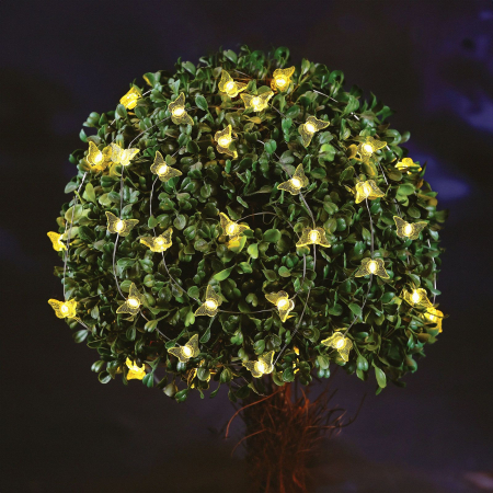 Lămpi solare - Șir lumină solară - fluture - 2,4 m - 25 LED-uri alb cald
