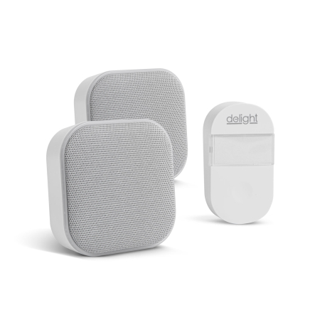 Sonerii fără fir - Sonerie wireless 2 in 1 si lumina de noapte - Kinetic - cu receptor dublu - alb
