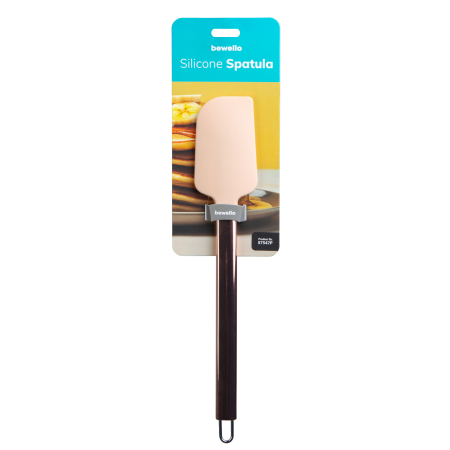Articole pentru casă - Spatulă din silicon cu maner din inox - culoare piersic - 29 x 5,2 x 1 cm