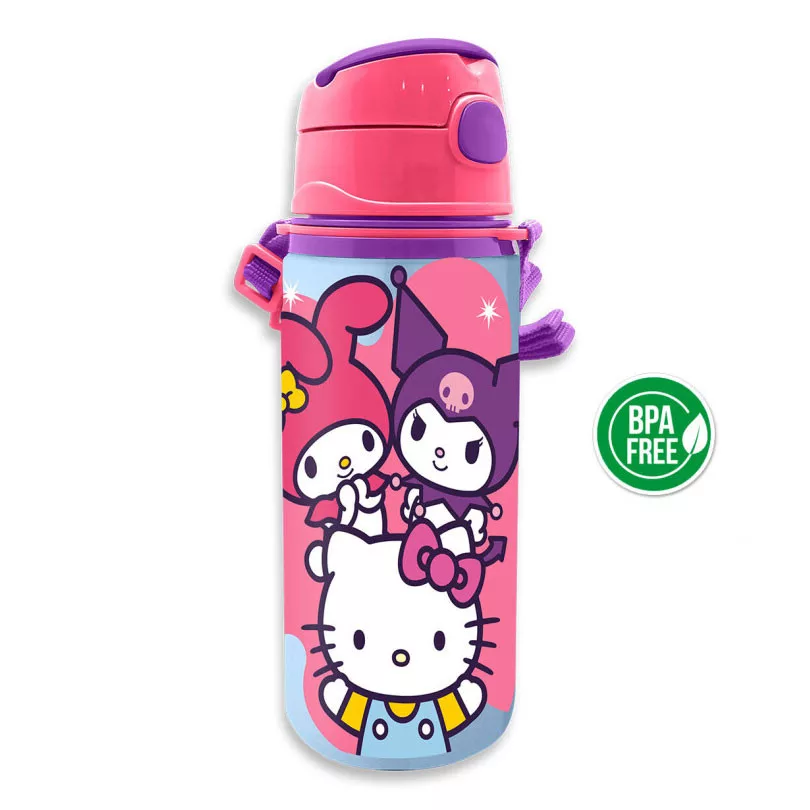 Hello Kitty - Sticlă de aluminiu Hello Kitty, cu carabină, 600 ml