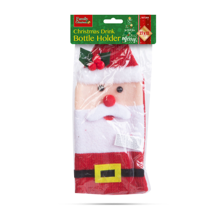 Suport sticle de băutură de Crăciun - Moș Crăciun 3D - poliester - 27 x 12 cm [2]
