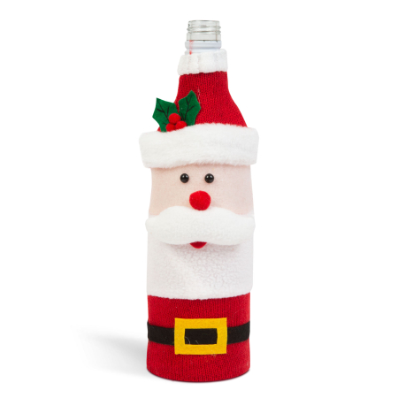 Suport sticle de băutură de Crăciun - Moș Crăciun 3D - poliester - 27 x 12 cm [1]