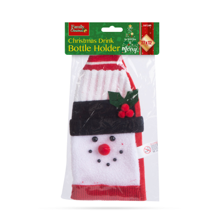 Suport sticle de băutură de Crăciun - Om de zăpadă 3D - poliester - 27 x 12 cm [2]