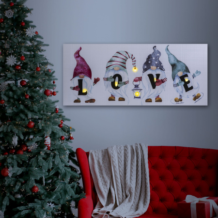 Tablou cu LED - LOVE - cu agățătoare, 2 baterii AA - 30 x 70 cm (58477) [1]