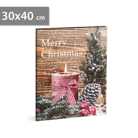 Tablouri decorative cu LED - Tablou de Crăciun - LED - cu agățătoare, 2 baterii AA - 30 x 40 cm