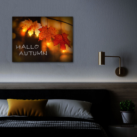 Tablouri decorative cu LED - Tablou LED - "Hello Autumn" - 2 x AA, 40 x 30 cm
