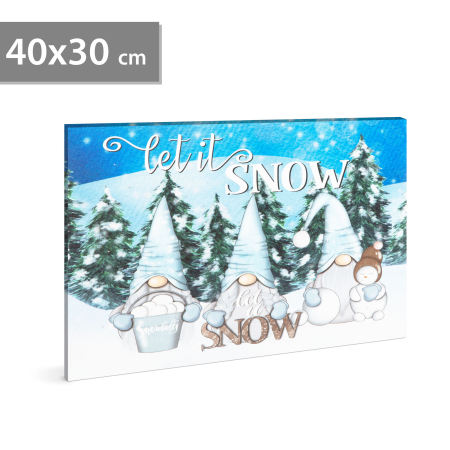 Tablouri decorative cu LED - Tablou LED -  "Let it snow" - 2 baterii AA - 40 x 30 cm (58479)