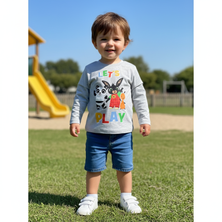 Tricouri cu mâneci lungi - Tricou cu mânecă lungă pentru copii Bing Play Grey