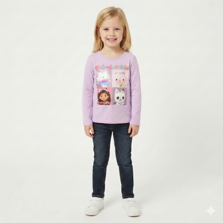 Tricouri cu mâneci lungi - Tricou cu mânecă lungă pentru copii Gabby's Dollhouse Gab-dorable