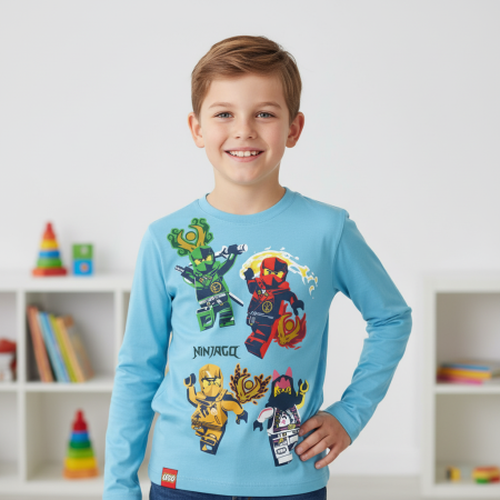 Tricouri cu mâneci lungi - Tricou cu mânecă lungă pentru copii Lego Ninjago Blue