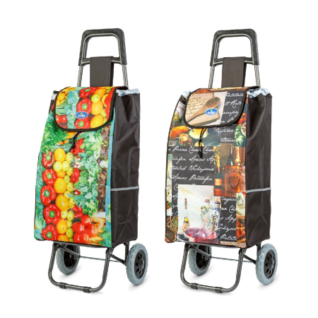 Accesorii cumpărături - Troller de cumpărături cu roți – 2 modele – 100 x 36 x 25 cm – poliester