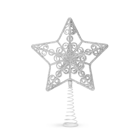 Articole pentru casă - Vârf de brad - stea - 20 x 15 cm - argintiu
