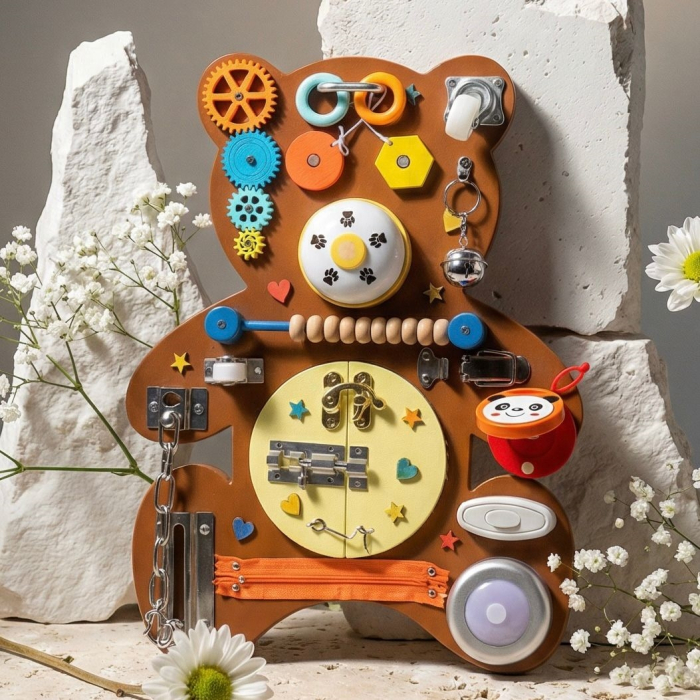 Busy Board Montessori din Lemn – Jucărie Educațională, Busyboard pentru Copii [3]