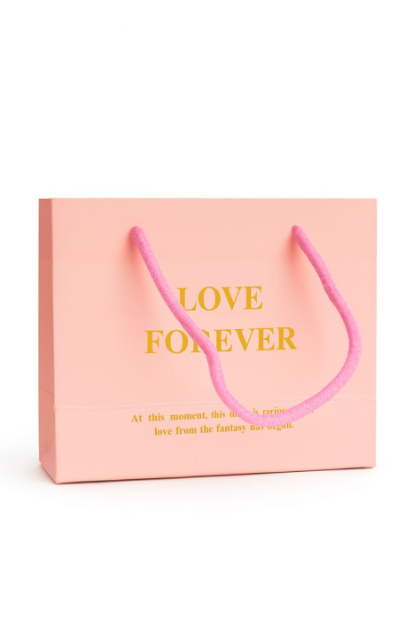 Cutie cadou cu 12 trandafiri artificiali si colier, design Love Forever, roz, 18 x 13 x 5 cm [3]