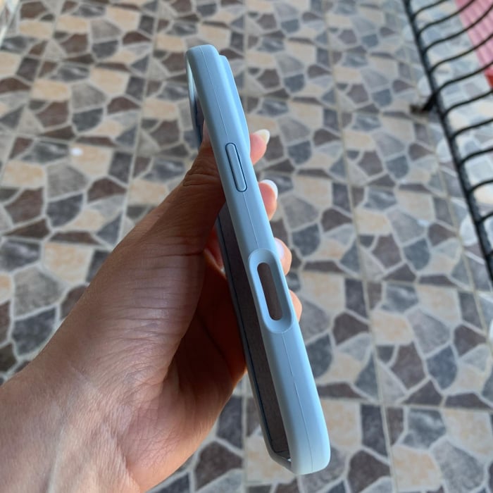 Husa Iphone 14 PRO cu MagSafe - Silicon, interior catifelat, design Minimalist, Albastru Deschis Apple [6]