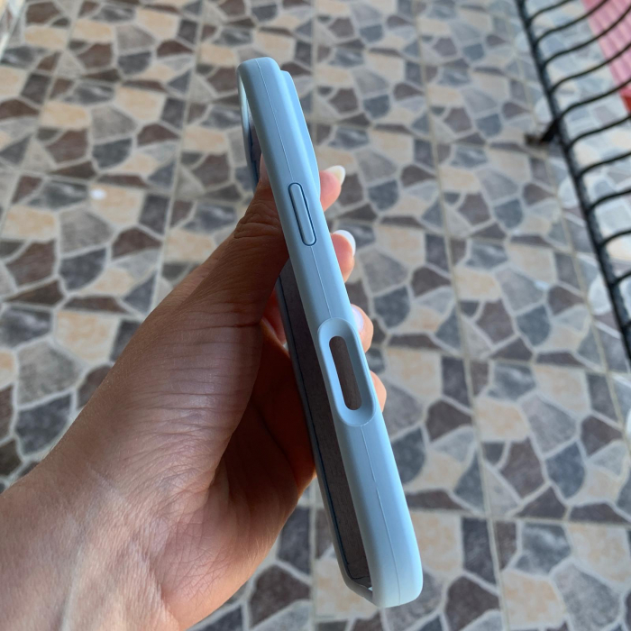 Husa Iphone 14 PRO MAX  cu MagSafe - Silicon, interior catifelat, design Minimalist - Albastru deschis Apple [6]