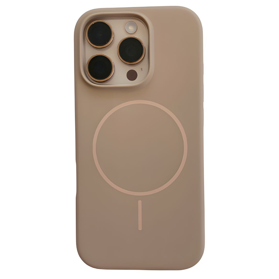 Husa Iphone 15 PRO cu MagSafe - Silicon, interior catifelat, design Minimalist, Maro cappuccino Apple [1]