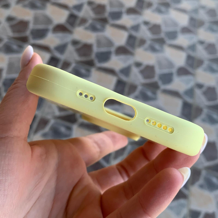 Husa Iphone 15 PRO MAX  cu MagSafe - Silicon, interior catifelat, design Minimalist, Galben Apple [6]