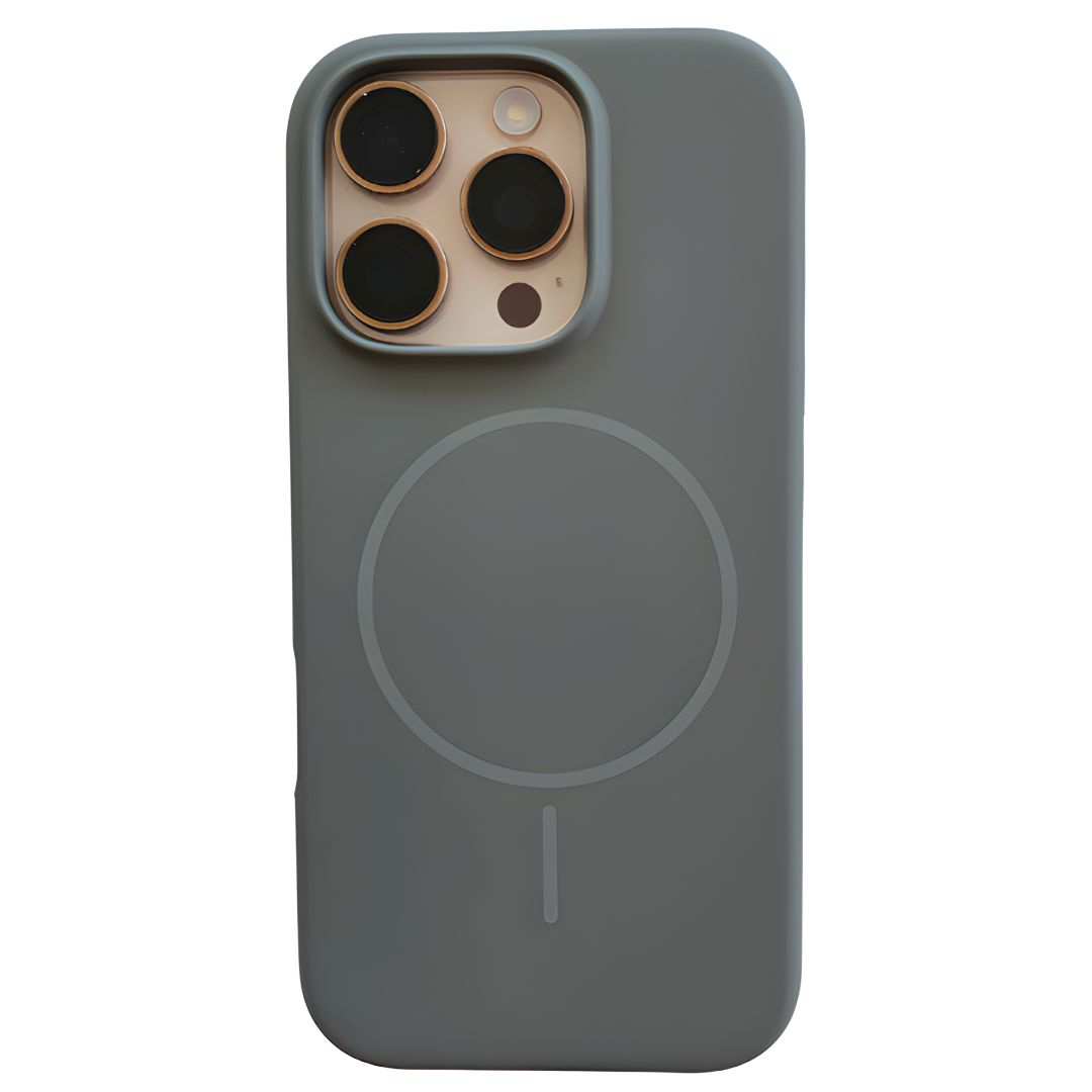 Husa Apple Iphone 16 cu MagSafe - Silicon, interior catifelat, design Minimalist, Gri elegant [1]