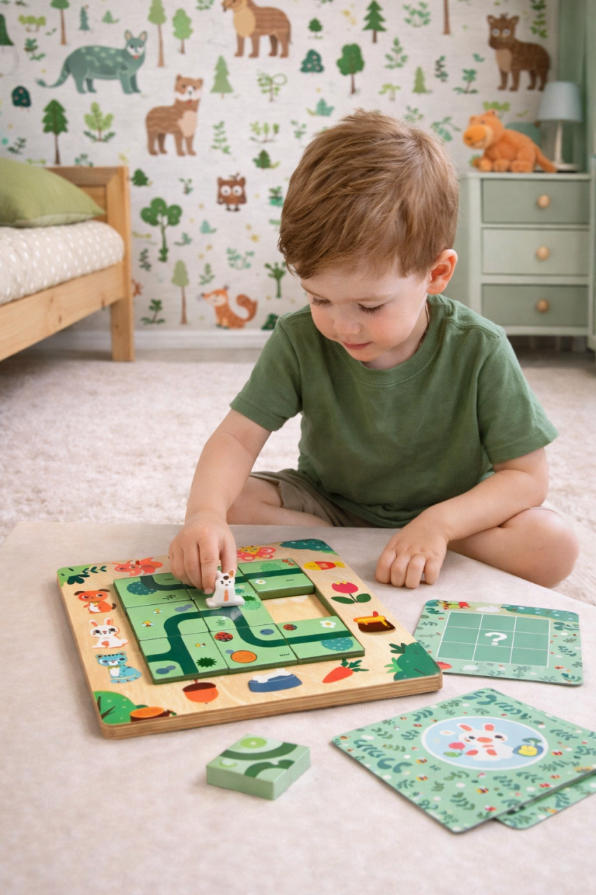Joc Montessori din lemn – Asociază animalele cu hrana lor, 40 carduri cu dificultate gradată [2]