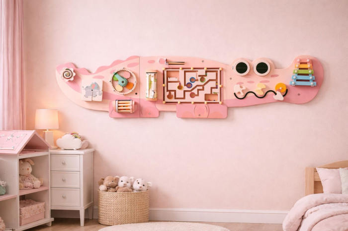 Busy Board / Busyboard Montessori Crocodil – Placă Educațională din Lemn pentru Perete [2]