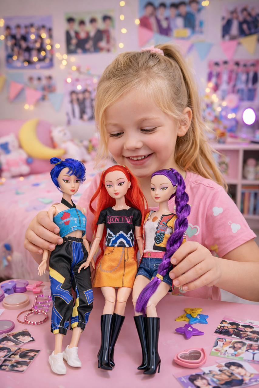 Set 3 Papusi Muzicale 32 cm Kpop Demon Hunters / K-pop Demon Hunters - Vanatorii de demoni  - tinute colorate [2]