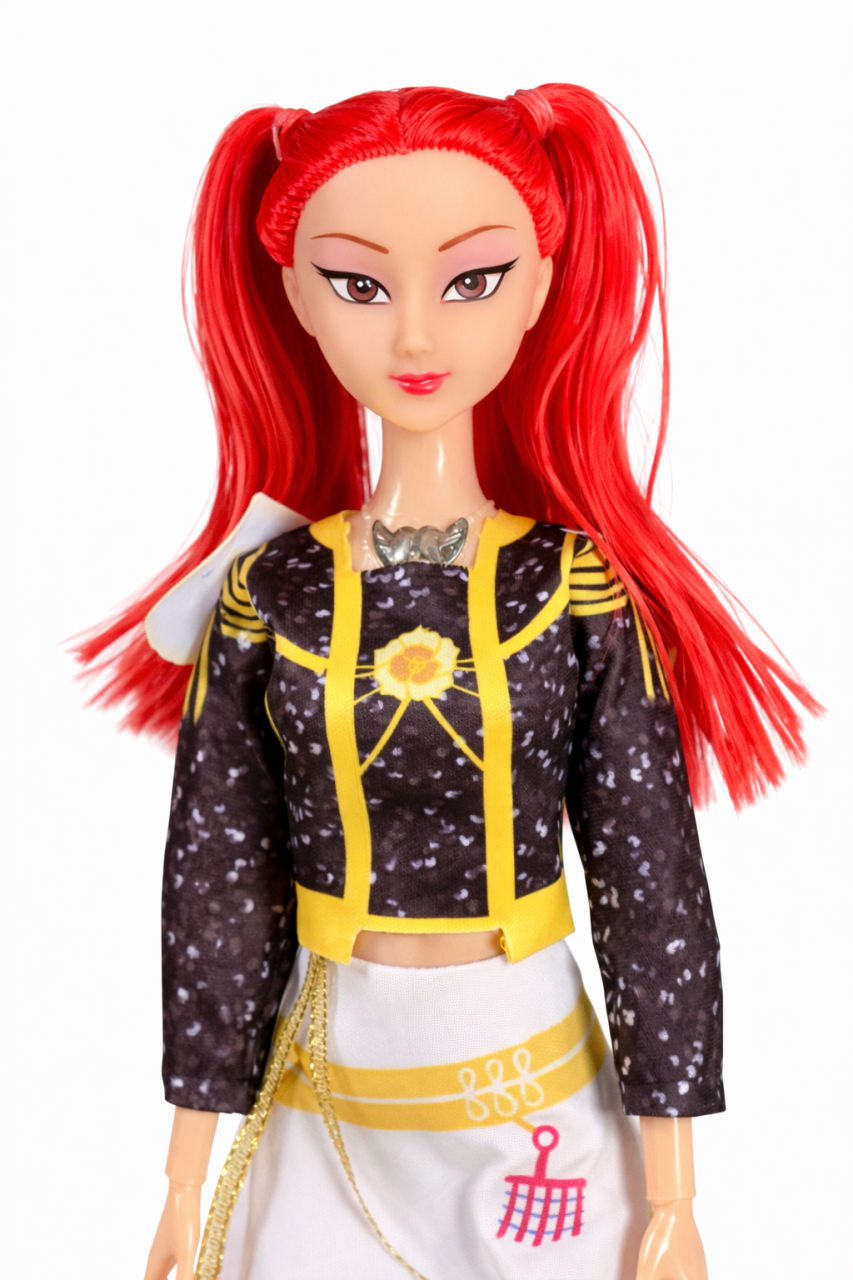 Set 3 Papusi Muzicale 32 cm Kpop Demon Hunters - Vanatorii de demoni  - alb cu auriu si negru [3]