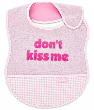 Bavete bebelusi - Baveta BabyJem din bumbac Dont Kiss Me (Culoare: Roz)