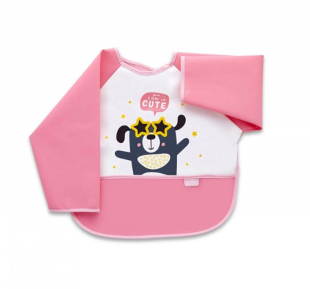 Bavete bebelusi - Baveta cu maneci si buzunar BabyJem Polly Bib (Culoare: Roz)