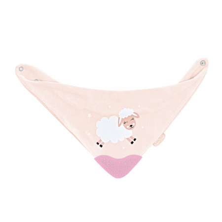 Bavete bebelusi - Baveta triunghi cu accesoriu dentitie BabyJem Cowboy Bib (Culoare: Roz)